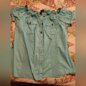 Blue Button-Up Shirt Dress